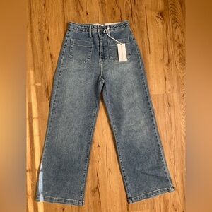 Just Black Denim Patch Pocket Wide Leg Jeans